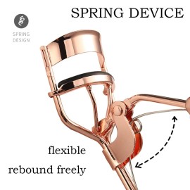 Eyelash Curlers Protable Eyelash Curler with 6 Silicone Refill Pads Professional Lash Curler Makeup Tool for Eyes (2 Golden)