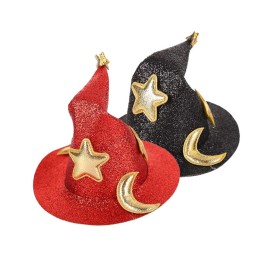 ZHOUMEIWENSP 2Pcs Mini Top Hat Hair Clips Shining Star Moon Halloween Witch Hat Flet Hairpins Hair Barrettes Hair Accessories for Party Performance Props (Red&Black) ZHOUMEIWENSP 2Pcs Mini Top Hat Hair Clips Shining Star Moon Halloween Witch Hat Flet Hairpins Hair Barrettes Hair Accessories for Party Performance Props (Red&Black)