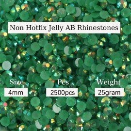 2500pcs 4mm 25gram Jelly Rhinestone AB Color Non Hotfix Glitter Round Flatback Nail Stones Strass Gems Diamonds DIY Nail Art Decoration