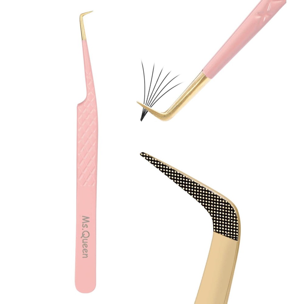 Ms.Queen Lash Extension Tweezers,Diamond Grip 90 Degree False Lashes Tweezers 3D 6D Mink Eyelash Make Fans Ms.Queen Lash Extension Tweezers,Diamond Grip 90 Degree False Lashes Tweezers 3D 6D Mink Eyelash Make Fans