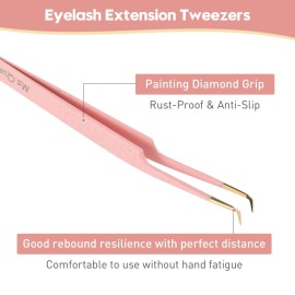Ms.Queen Lash Extension Tweezers,Diamond Grip 90 Degree False Lashes Tweezers 3D 6D Mink Eyelash Make Fans Ms.Queen Lash Extension Tweezers,Diamond Grip 90 Degree False Lashes Tweezers 3D 6D Mink Eyelash Make Fans