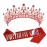 AOPRIE Birthday Girl Sash for Women Guardian Soldiers Birthday Crown for Women Birthday Tiara for Women Birthday Girl Headband Princess Crown Rhinestone Happy Birthday Accessories Red