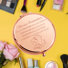 KEYCHIN Princess Movie Pocket Mirror Princess Belle Fans Gifts Always Remember You are Braver Stronger Smarter Than You Think Compact Mirror for Women Girls Teenagers (Beauty Mirror-RG)