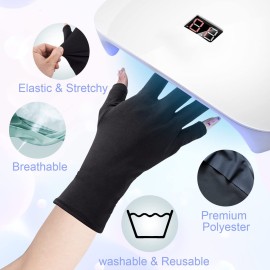 ANCIRS 2 Pairs UV Gloves for Gel Nail Lamp, Anti UV Fingerless Gloves for Nail Art DIY Accessories, Gel Manicure UV Shield Gloves for Hand Skin Care Protection-Black ANCIRS 2 Pairs UV Gloves for Gel Nail Lamp, Anti UV Fingerless Gloves for Nail Art DIY Accessories, Gel Manicure UV Shield Gloves for Hand Skin Care Protection-Black