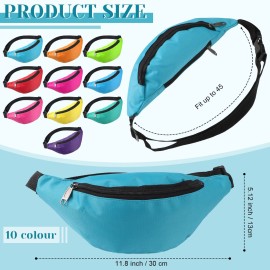30 Pieces Neon Fanny Pack Bulk for Women Men Adjustable Waist Bag Exercising Hiking Running Waist Pack for Festival Travel Party Outdoor Activities, 10 Colors