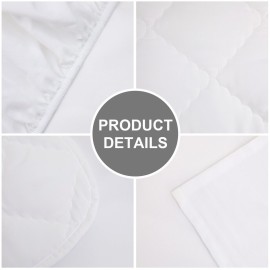 FLXXIE 4 Pieces Toddler Bedding Set, Soft and Breathable Microfiber Crib Sheet Set, Includes Quilted Comforter, Flat Top Sheet, Fitted Sheet, Envelope Pillow Case for Boys and Girls, White