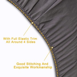 FLXXIE 4 Pieces Toddler Bedding Set, Soft and Breathable Microfiber Crib Sheet Set, Includes Quilted Comforter, Flat Top Sheet, Fitted Sheet, Envelope Pillow Case for Boys and Girls, Dark Grey