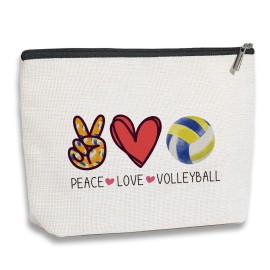 KDXPBZ Volleyball Inspirational Gifts for Women Players - BFF Bestie Makeup Bag - Peace Love KDXPBZ Volleyball Inspirational Gifts for Women Players - BFF Bestie Makeup Bag - Peace Love