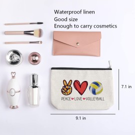 KDXPBZ Volleyball Inspirational Gifts for Women Players - BFF Bestie Makeup Bag - Peace Love KDXPBZ Volleyball Inspirational Gifts for Women Players - BFF Bestie Makeup Bag - Peace Love