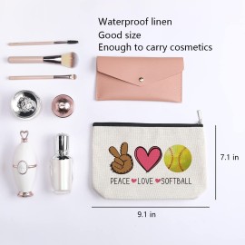 kdxpbpz Softball Gifts Makeup Bag Inspirational Gifts for Women Her Softball Lovers Mom Grandma Sister Birthday Gifts for Female Coworker Friend BFF Besties