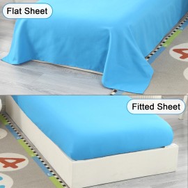 Wowelife Car Toddler Bedding Sets for Boys 4 Piece Blue Vehicle Kids Toddler Bed Sheet Sets Comforter Set for Boys with Comforter, Flat Sheet, Fitted Sheet and Pillowcase, Blue Car