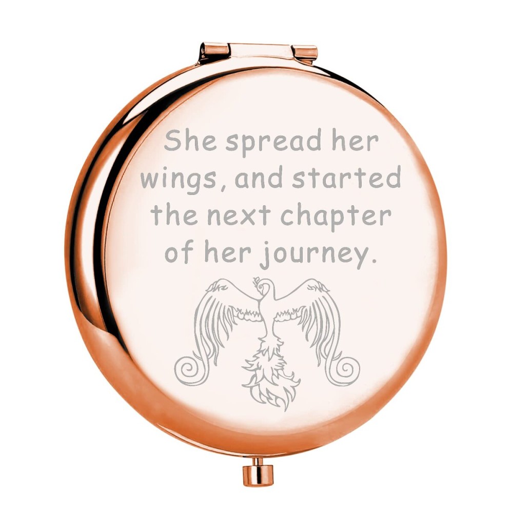 UJIMS Phoenix Angel Compact Makeup Mirror (PhoenixMakeupMirror), 2.8 W x 2.6 L, Rose Gold, Frameless, 2-Sided, 10x Magnification UJIMS Phoenix Angel Compact Makeup Mirror (PhoenixMakeupMirror), 2.8 W x 2.6 L, Rose Gold, Frameless, 2-Sided, 10x Magnification