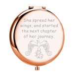 UJIMS Phoenix Angel Compact Makeup Mirror (PhoenixMakeupMirror), 2.8 W x 2.6 L, Rose Gold, Frameless, 2-Sided, 10x Magnification