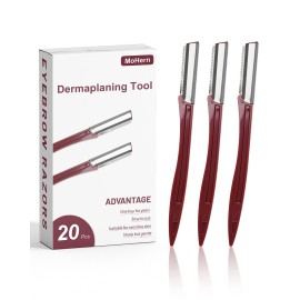 MoHern Multipurpose Eyebrow & Face Razor - 20 Pcs Dermaplane Razor, Face Shaver for Women and Men (Red) MoHern Multipurpose Eyebrow & Face Razor - 20 Pcs Dermaplane Razor, Face Shaver for Women and Men (Red)