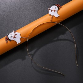 ZITULRY Halloween Headbands for Women Enamel Pumpkin Candy Corn Witch Hat Headband Gothic Spooky Ghost BOO Bat Moon Tiara Headpiece, White