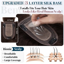 Benehair Clip in Hair Topper with Bangs Secret Topper Wiglet 100% Human Hair Clip in Top Hairpieces Fringe Bang Replacement Wiglet for Womem with Thinning Hair 18 Inch 53g Dark Brown 2 Benehair Clip in Hair Topper with Bangs Secret Topper Wiglet 100% Human Hair Clip in Top Hairpieces Fringe Bang Replacement Wiglet for Womem with Thinning Hair 18 Inch 53g Dark Brown 2