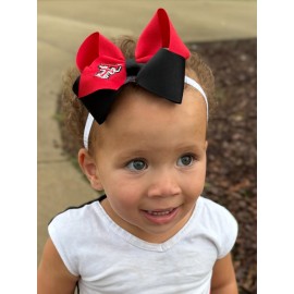 Divine Creations Girls\' Collegiate Themed Game Day Two-Tone Hair Bow by Wee Ones on a WeeStay Clip, Classic Grosgrain, Medium, Texas Tech