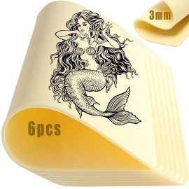 6 Pcs 3mm Fake Skin Practice Kit, 11.8x8.3 in Thick Silicone Skin with 2 Pcs Tattoo Template, for Beginner & Experienced Tattoo Artists (12x8in-6pcs)