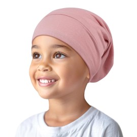 OLESILK Silk Bonnet for Kids Girls 2-6 Years, Adjustable Strap, Smooth for No Frizzy Hair, Breathable All Night Slleping Pink