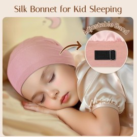 OLESILK Silk Bonnet for Kids Girls 2-6 Years, Adjustable Strap, Smooth for No Frizzy Hair, Breathable All Night Slleping Pink OLESILK Silk Bonnet for Kids Girls 2-6 Years, Adjustable Strap, Smooth for No Frizzy Hair, Breathable All Night Slleping Pink