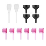6 PCS Pink Perfume Dispenser Pump Transfer Tool for Small Travel Refillable Perfume Atomizer Spray Bottle, 4PCS Mini Black Metel Funnel, 2 PCS Mini Dropper