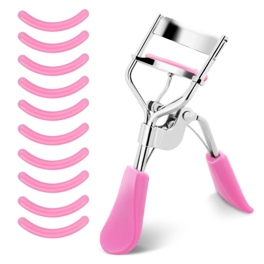 Sibba Lash Curler, No Pinching or Pulling, Long Lasting Eyelash Curler Fit All Eye Shapes, Professional Makeup Tool for Eyelashes with 10 Pieces Silicone Refill Pads (Pink) Sibba Lash Curler, No Pinching or Pulling, Long Lasting Eyelash Curler Fit All Eye Shapes, Professional Makeup Tool for Eyelashes with 10 Pieces Silicone Refill Pads (Pink)