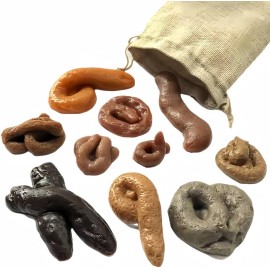 Aebor 10 Pieces Fake Poo Realistic Fake Turd Prank Floating Poo, Fake Dog Poop Toys with Drawstring Bags for Halloween April Fools\' Day Prank Party Supplies