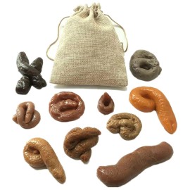 Aebor 10 Pieces Fake Poo Realistic Fake Turd Prank Floating Poo, Fake Dog Poop Toys with Drawstring Bags for Halloween April Fools\' Day Prank Party Supplies
