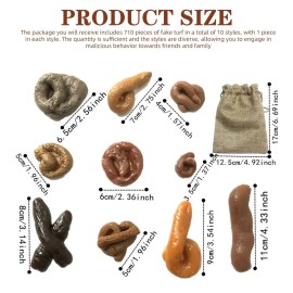 Aebor 10 Pieces Fake Poo Realistic Fake Turd Prank Floating Poo, Fake Dog Poop Toys with Drawstring Bags for Halloween April Fools\' Day Prank Party Supplies