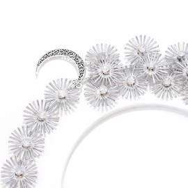 Urieo Moon Halo Crown Headband Goddess Star Tiara Celestial Festival Headpiece Hair Accessories for Women
