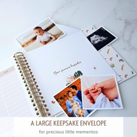 Baby Memory Book for Girl or Boy - First 5 Years Unisex Boho Rainbow Keepsake Journal to Record Newborn 1st Milestones - Gender Neutral Photo Album Scrapbook for Baby Shower - Pregnant New Mother Gift