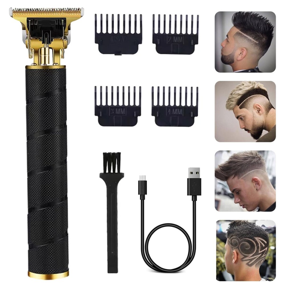 soieho Hair Trimmer for Men, Professional Electric Hair Clippers Cordless Beard Trimmer Shaver Electric T Blade Hair Trimmer, Zero Gapped Hair Clippers Cutting Grooming Kit with Guide Combs, Black