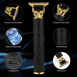 soieho Hair Trimmer for Men, Professional Electric Hair Clippers Cordless Beard Trimmer Shaver Electric T Blade Hair Trimmer, Zero Gapped Hair Clippers Cutting Grooming Kit with Guide Combs, Black