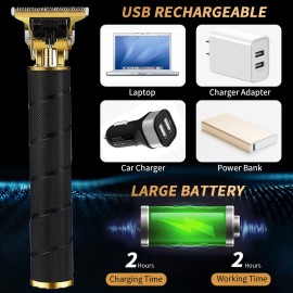 soieho Hair Trimmer for Men, Professional Electric Hair Clippers Cordless Beard Trimmer Shaver Electric T Blade Hair Trimmer, Zero Gapped Hair Clippers Cutting Grooming Kit with Guide Combs, Black