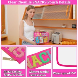 YogoRun Snack Bags Glitter Chenille Clear Snacks Pouch Bag for Travel Transparent Zipper Pouch Bag for Women (HotPink-Snacks) YogoRun Snack Bags Glitter Chenille Clear Snacks Pouch Bag for Travel Transparent Zipper Pouch Bag for Women (HotPink-Snacks)