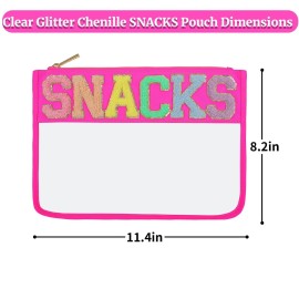 YogoRun Snack Bags Glitter Chenille Clear Snacks Pouch Bag for Travel Transparent Zipper Pouch Bag for Women (HotPink-Snacks) YogoRun Snack Bags Glitter Chenille Clear Snacks Pouch Bag for Travel Transparent Zipper Pouch Bag for Women (HotPink-Snacks)