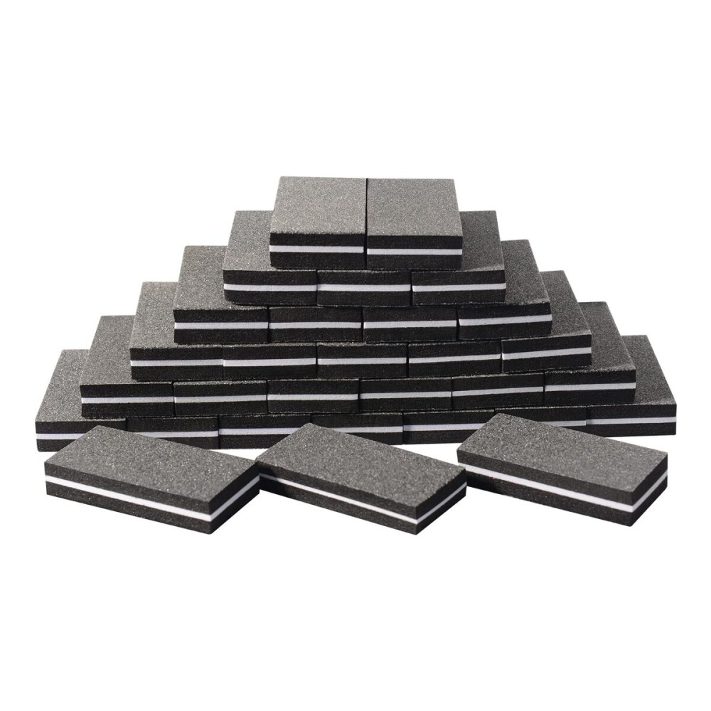 Diesisa Buffer Block Nail File, 100/180 Grit Sponge Nail Buffers for Acrylic Nails, Mini Buffing Block Double Sided for Manicure Tools 30 Count - Black