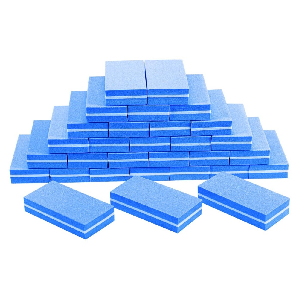 Diesisa Buffer Block Nail File, 100/180 Grit Sponge Nail Buffers for Acrylic Nails, Mini Buffing Block Double Sided for Manicure Tools 30 Count - Blue