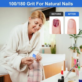 Diesisa Buffer Block Nail File, 100/180 Grit Sponge Nail Buffers for Acrylic Nails, Mini Buffing Block Double Sided for Manicure Tools 30 Count - Blue