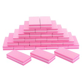 Diesisa Buffer Block Nail File, 100/180 Grit Sponge Nail Buffers for Acrylic Nails, Mini Buffing Block Double Sided for Manicure Tools 30 Count - Pink