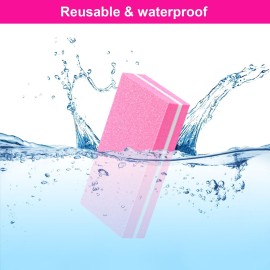 Diesisa Buffer Block Nail File, 100/180 Grit Sponge Nail Buffers for Acrylic Nails, Mini Buffing Block Double Sided for Manicure Tools 30 Count - Pink