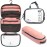 Toiletry Bag Kit Set: Hanging Travel Toiletry Bag + 311 TSA Cosmetic Liquid Bag + Ultralight Accessory Organizer Pouch (Dusty Rose)