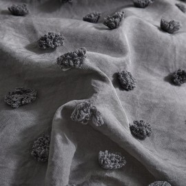 4 Pieces Tufted Dots Toddler Bedding Set Solid Grey Jacquard Pom Pom Tufts, Soft and Embroidery Shabby Chic Boho Design for Baby Boys, Includes Comforter, Flat Sheet, Fitted Sheet and Pillowcase