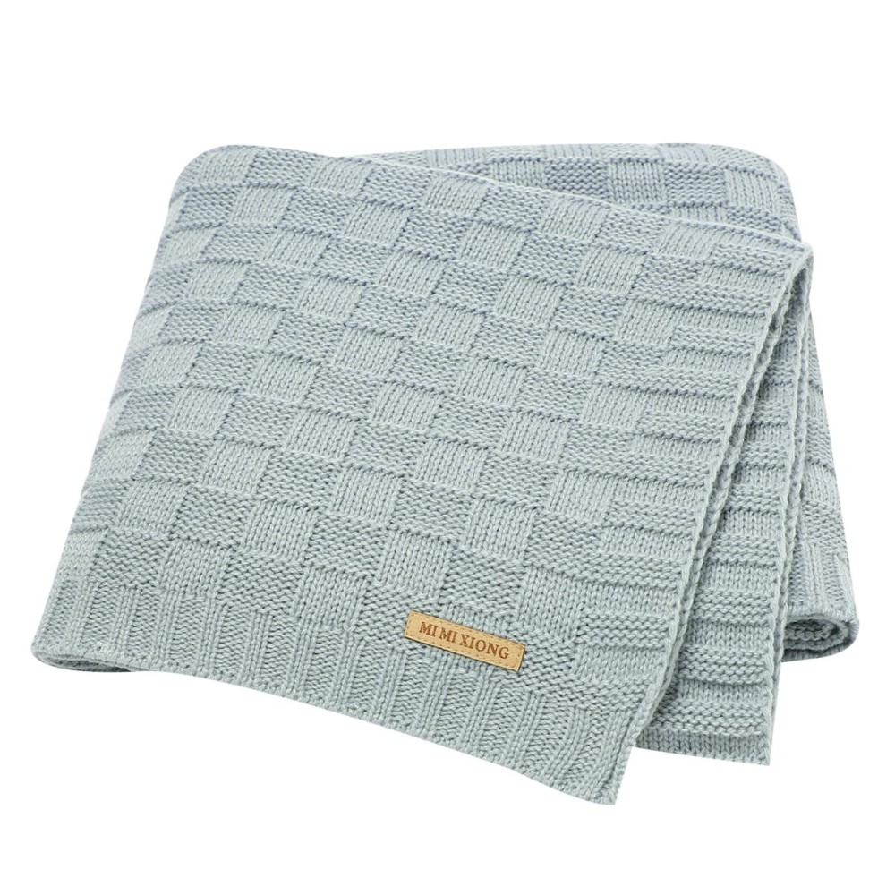 LAWKUL Baby Blanket Blue Newborn Babe Blankets Cable Knitted Soft Receiving Swaddle Cuddle Toddler Boy Girl Stroller 40x30