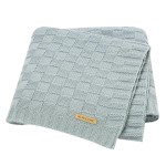 LAWKUL Baby Blanket Blue Newborn Babe Blankets Cable Knitted Soft Receiving Swaddle Cuddle Toddler Boy Girl Stroller 40x30