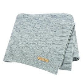 LAWKUL Baby Blanket Blue Newborn Babe Blankets Cable Knitted Soft Receiving Swaddle Cuddle Toddler Boy Girl Stroller 40x30