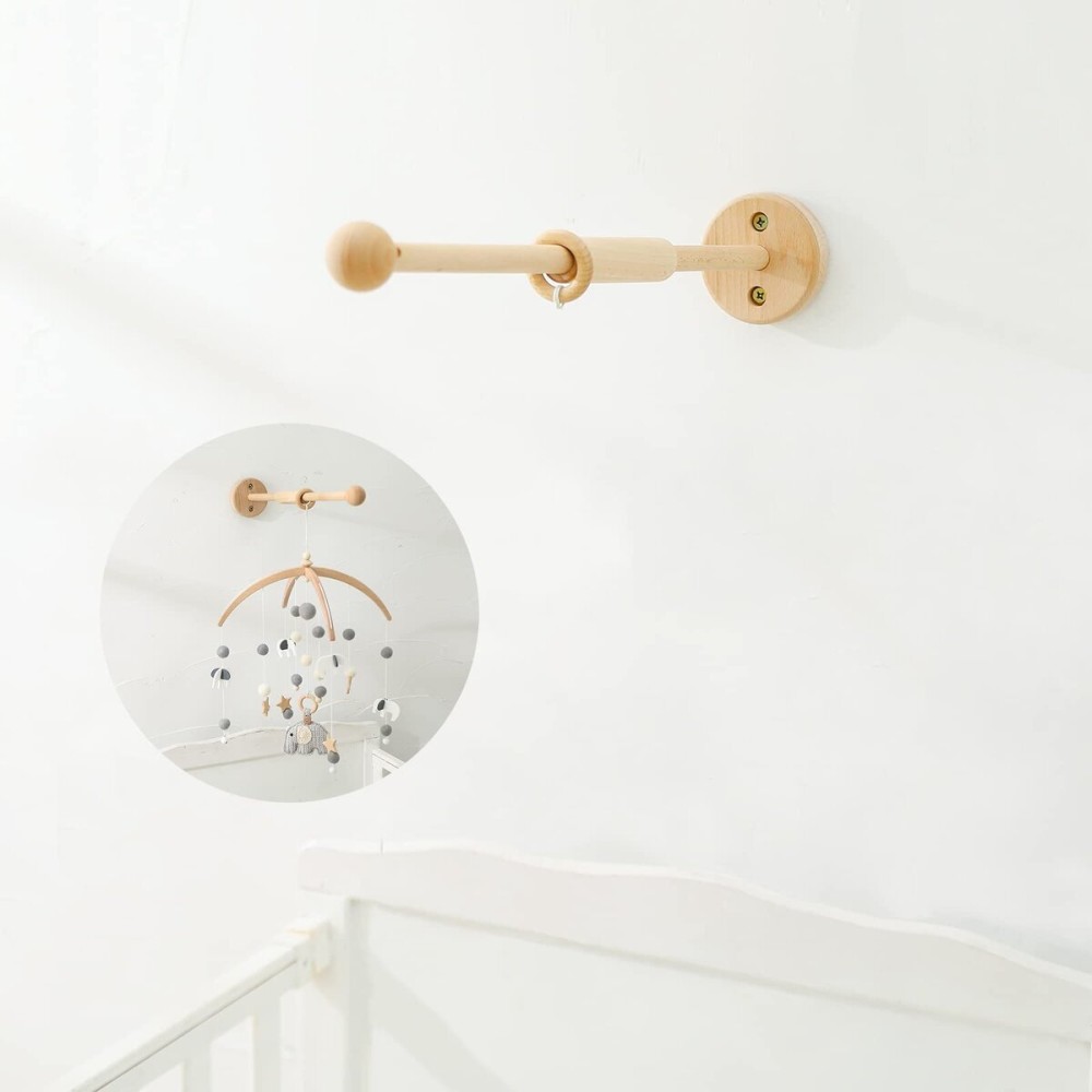 Crib Mobile Wooden Arm, 21.6 inches Wall Mounted Suitable for All mobiles | 100% Natural Beech Mobile Hanger Mount Wall Holder | Nursery Decor for Sturdy Mobile for Newborn Boys and Girls