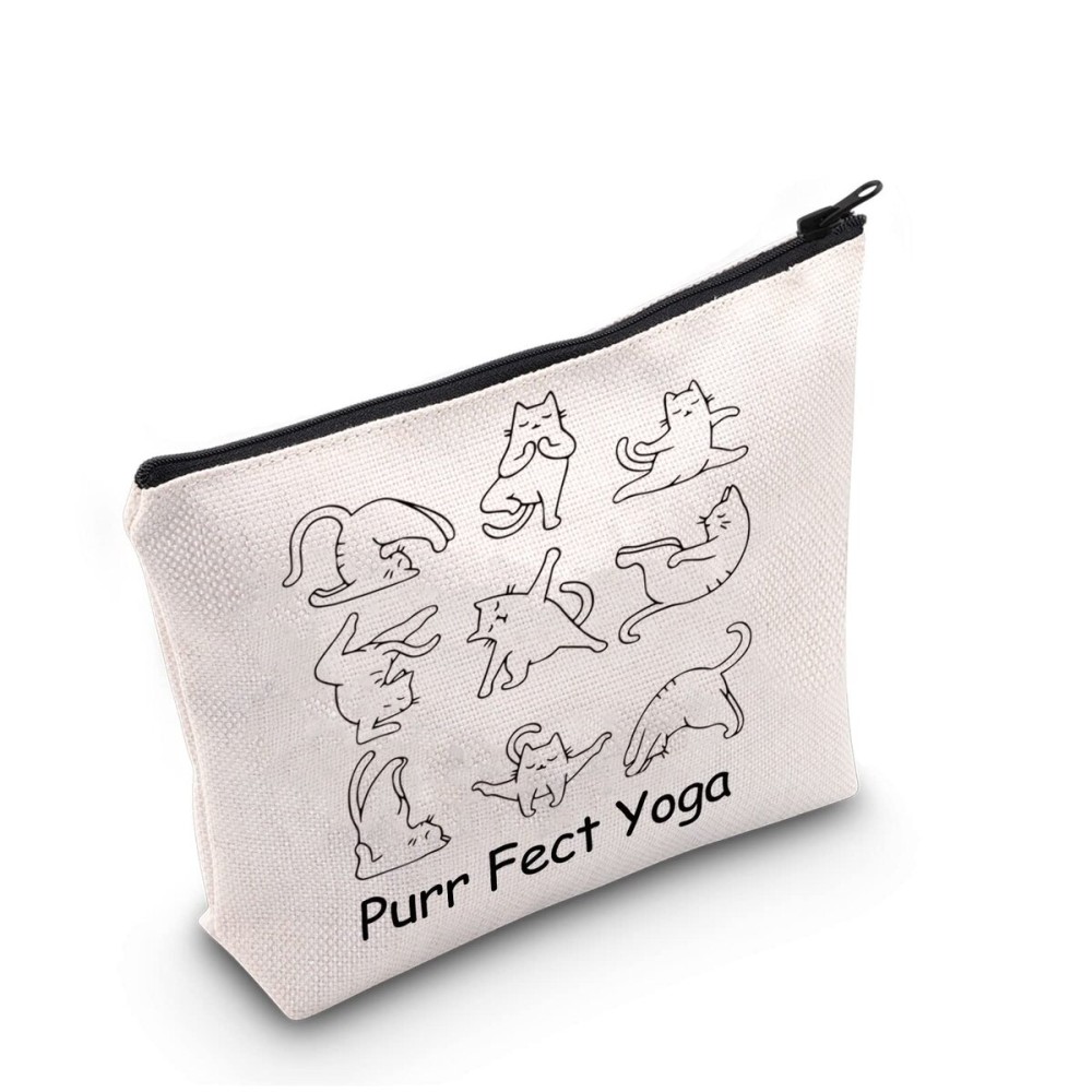 G2TUP Yoga Gift Purr Fect Yoga Makeup Bag Cat Yoga Cosmetic Bag Cat Lover Gift Yoga Instructor Gift Yoga Lover Gift Zipper Travel Pouch (Purr Fect Yoga White Bag) G2TUP Yoga Gift Purr Fect Yoga Makeup Bag Cat Yoga Cosmetic Bag Cat Lover Gift Yoga Instructor Gift Yoga Lover Gift Zipper Travel Pouch (Purr Fect Yoga White Bag)