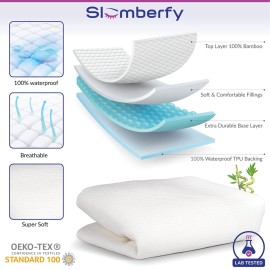 Bamboo Crib Mattress Protector by Slumberfy, Waterproof and Hypoallergenic Mattress Protector for Babies and Toddlers, Made of Bamboo Material, Mom\'s Choice Award Winner-29x52x6 inches