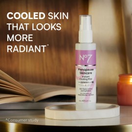 No7 Menopause Skincare Instant Cooling Mist - All Over Cooling Facial Mist for Daily Menopause Relief of Hot Flashes - Moisturizing Glycerine + Refreshing Rosewater Calms & Smoothes Dry Skin (100 ml) No7 Menopause Skincare Instant Cooling Mist - All Over Cooling Facial Mist for Daily Menopause Relief of Hot Flashes - Moisturizing Glycerine + Refreshing Rosewater Calms & Smoothes Dry Skin (100 ml)